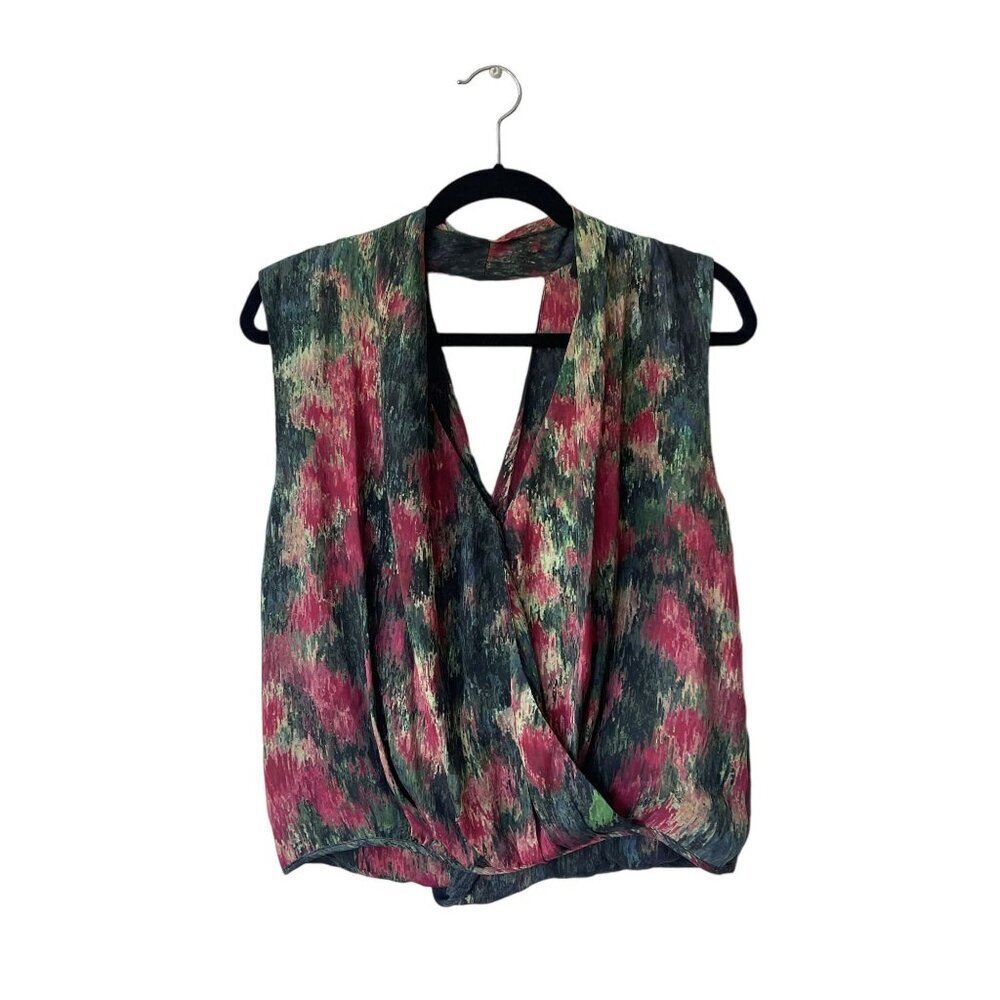 Haute Hippie 100% Silk‎ Top XS Hippie Boho Multicolor Wrap Rave Festival Crop